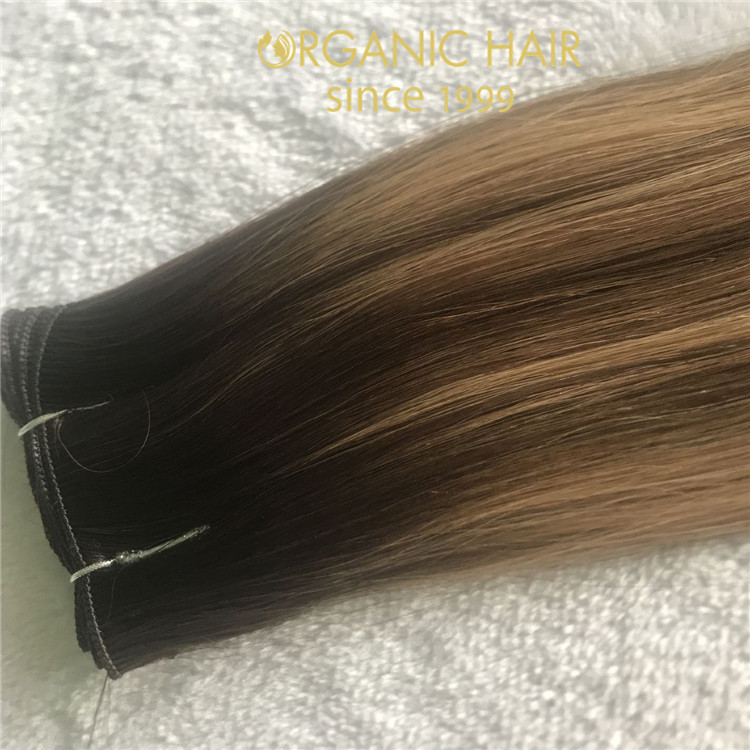 Custom balayage color hand tied weft full cuticle intact  C107